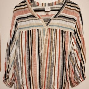 Knox Rose Striped 3/4 sleeve striped blouse XL
